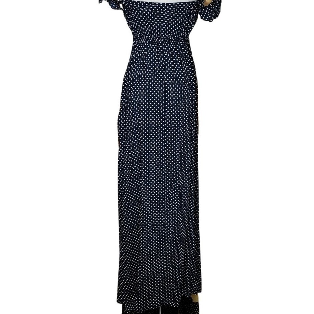 Lulus Off Shoulder Polka Dot Maxi Dress Small Coastal Wedding Guest Summer Retro - Picture 4 of 7